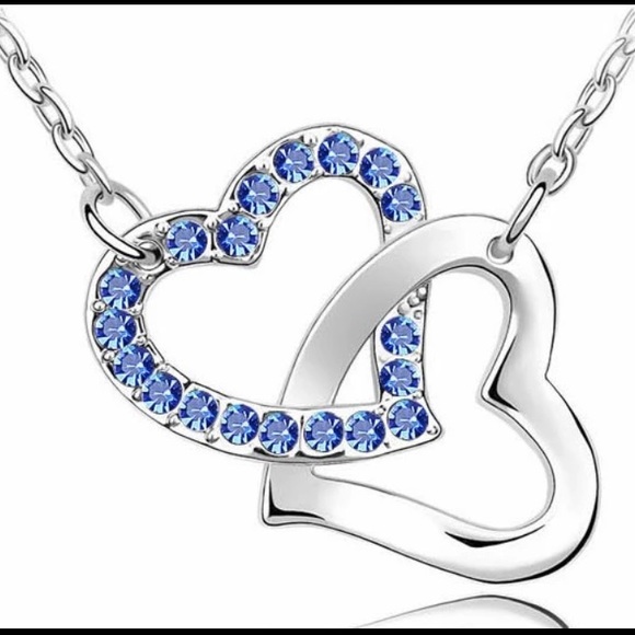 Swarovski Jewelry - (Last 1) Two Hearts Pendants Necklaces blue